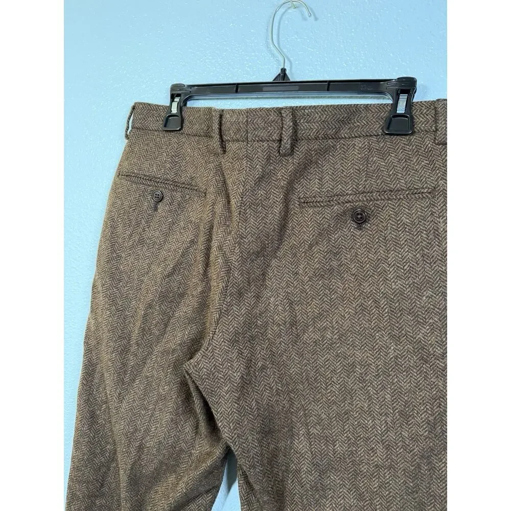 J.Crew Bowery Men’s 31x27 Moon British Cloth Wool Herringbone Tweed Pants Brown